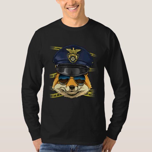 Police Officer Fox PD Cop Crime Scene Wild Animal  Tシャツ (正面)