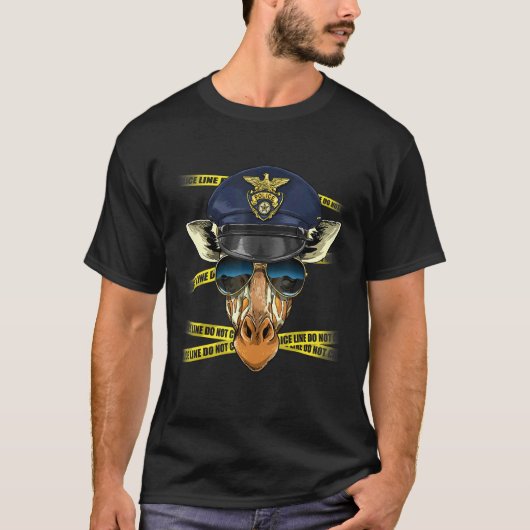 Police Officer Giraffe PD Cop Crime Scene Giraffe Tシャツ (正面)