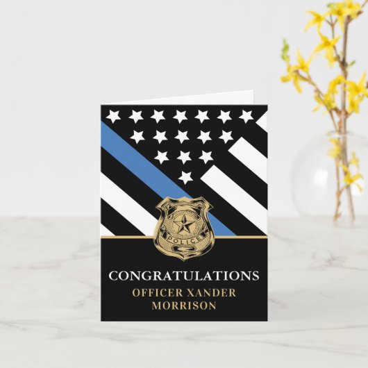 Police Officer Graduation Congratulations カード (黄色い花)