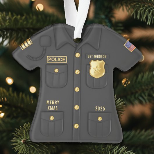 Police Officer Law Enforcement Cop Shirt Christmas オーナメント