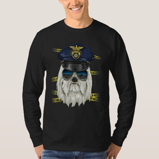 Police Officer Maltese Cop Crime Scene K9 Maltese Tシャツ (正面)