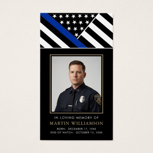Police Officer Memorial Cross Funeral Prayer Card (正面)