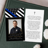 Police Officer Memorial Cross Funeral Prayer Card