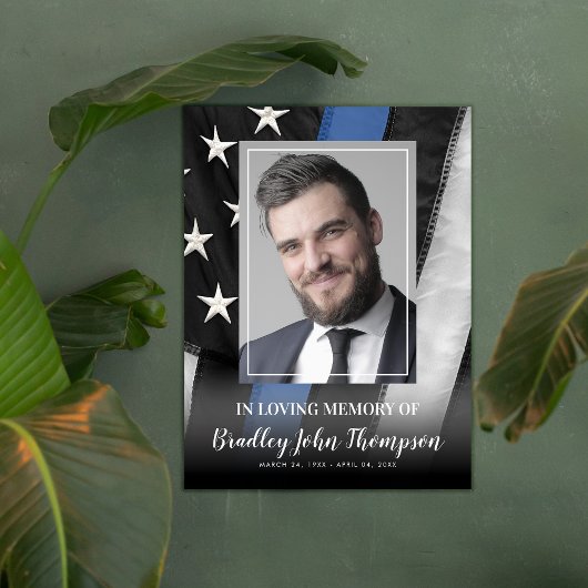 Police Officer Memorial | Thin Blue Line Poster ポスター