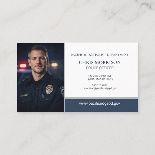 Police Officer Photo Logo QR Code 名刺 (正面)