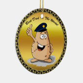 Police officer potato with a blue police hat セラミックオーナメント (右)