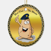 Police officer potato with a blue police hat セラミックオーナメント (左)