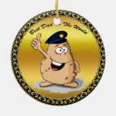 Police officer potato with a blue police hat セラミックオーナメント (裏面)