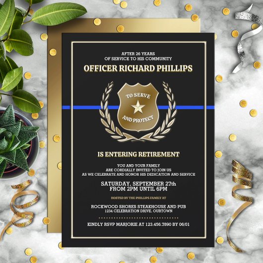 Police Officer Retirement Party Invitation 招待状