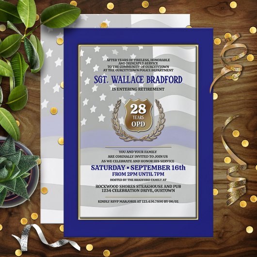 Police Officer Retirement Party Invitations 招待状