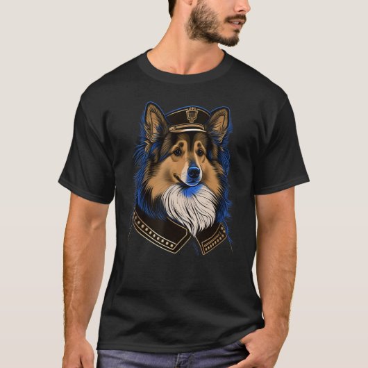 Police Officer Shetland Sheepdog Cop dog on Police Tシャツ (正面)