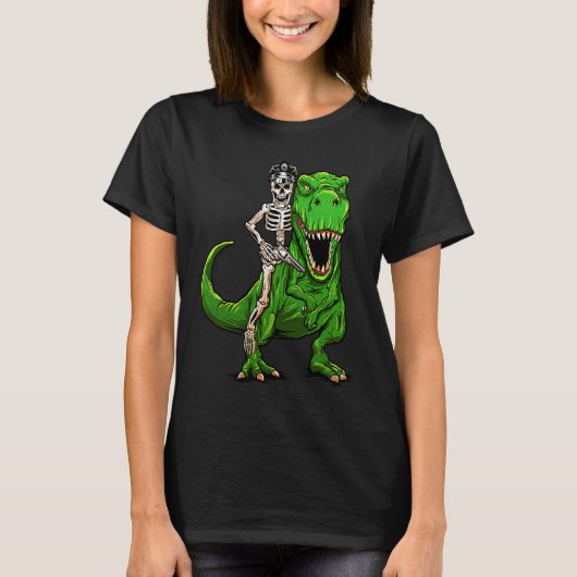 Police Officer Skeleton Dinosaur T Rex Halloween C Tシャツ (正面)