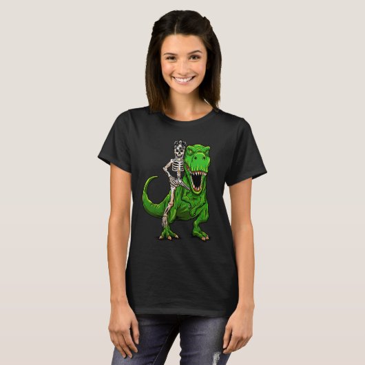 Police Officer Skeleton Dinosaur T Rex Halloween C Tシャツ (正面フル)