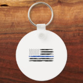 Police Officer Us Usa American Flag Thin Blue Line キーホルダー (正面)