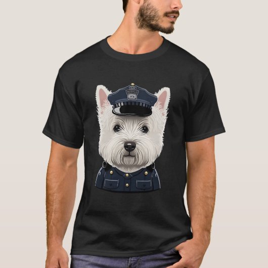Police Officer Westie On Police West Highland Whit Tシャツ (正面)
