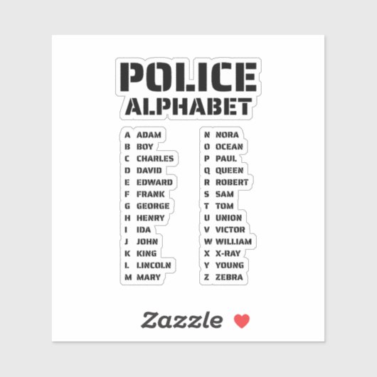 Police Phonetic Alphabet Guide シール (シート)