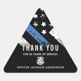 Police Retirement Anniversary Blue Line Flag 三角形シール