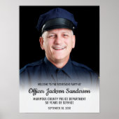 Police Retirement Blue Line Flag Photo Welcome ポスター (正面)