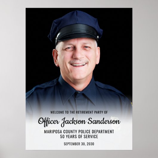 Police Retirement Blue Line Flag Photo Welcome ポスター (正面)