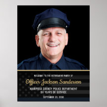 Police Retirement Blue Line Flag Photo Welcome