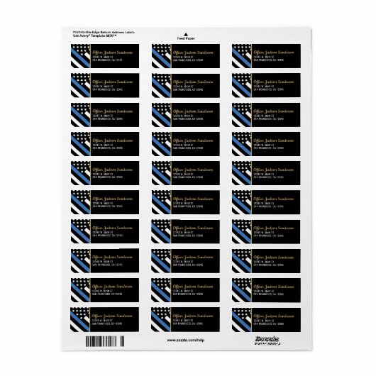 Police Retirement Party Thin Blue Line Address ラベル (フルシート)