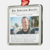 Police Retirement Photo Keepsake Newspaper メタルオーナメント (左)