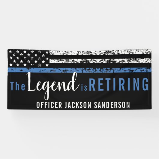 Police Retirement Thin Blue Line American Flag 横断幕 (横)