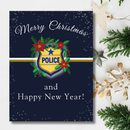 Police Shield Merry Christmas & Happy New Year ポストカード