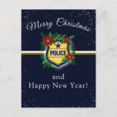 Police Shield Merry Christmas & Happy New Year ポストカード (正面)