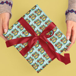 Police Shield with Poinsettia Christmas ラッピングペーパー