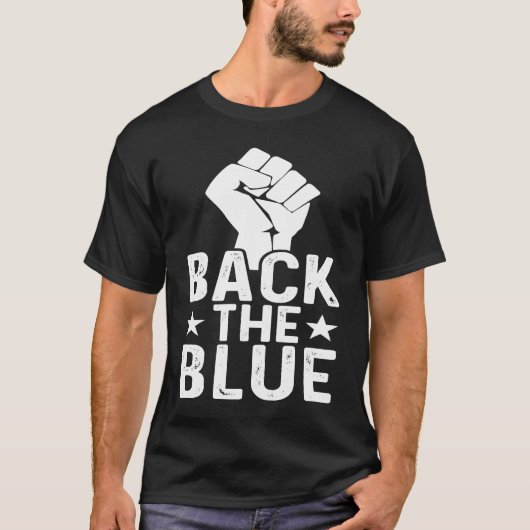 Police Supporter I Back The Blue Police Officer Bl Tシャツ (正面)