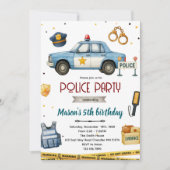 Police theme birthday party invitation 招待状 (正面)