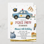Police theme birthday party invitation 招待状 (正面/裏面)