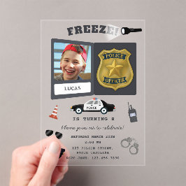 Police Themed Policeman Cop Badge Photo Birthday アクリル招待状