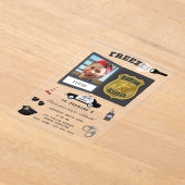 Police Themed Policeman Cop Badge Photo Birthday アクリル招待状 (レイダウン)