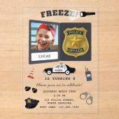 Police Themed Policeman Cop Badge Photo Birthday アクリル招待状 (正面)