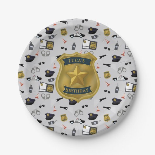 Police Themed Policeman Cop Birthday ペーパープレート (正面)