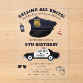 Police Themed Policeman Cop Birthday Party アクリル招待状 (正面)