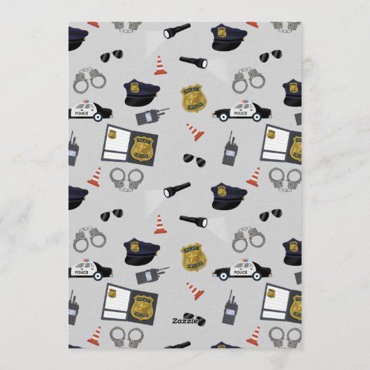 Police Themed Policeman Cop Birthday Party 招待状 (裏面)