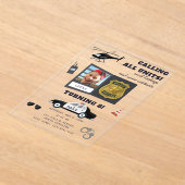 Police Themed Policeman Cop Birthday Photo アクリル招待状 (レイダウン)