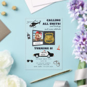 Police Themed Policeman Cop Birthday Photo アクリル招待状 (インサイチュ (ウェディング))