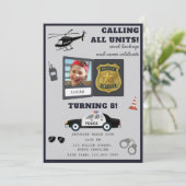 Police Themed Policeman Cop Birthday Photo 招待状 (スタンド正面)