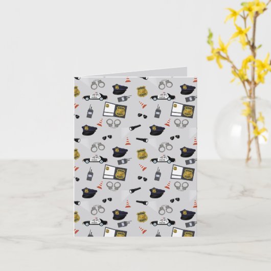 Police Themed Policeman Cop Pattern カード (黄色い花)