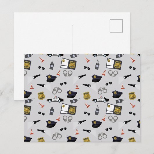 Police Themed Policeman Cop Pattern シーズンポストカード (正面/裏面)
