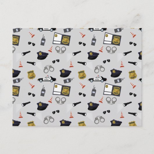 Police Themed Policeman Cop Pattern シーズンポストカード (正面)