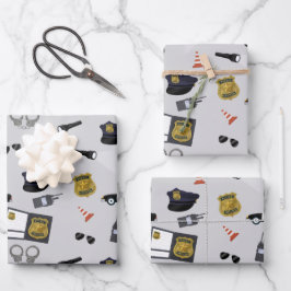 Police Themed Policeman Cop Pattern ラッピングペーパーシート