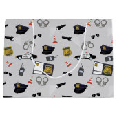 Police Themed Policeman Cop Pattern ラージペーパーバッグ (正面)