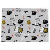 Police Themed Policeman Cop Pattern ラージペーパーバッグ (裏面)