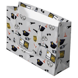 Police Themed Policeman Cop Pattern ラージペーパーバッグ