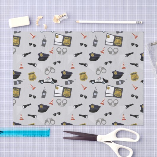 Police Themed Policeman Cop Pattern 薄葉紙 (クラフト)
